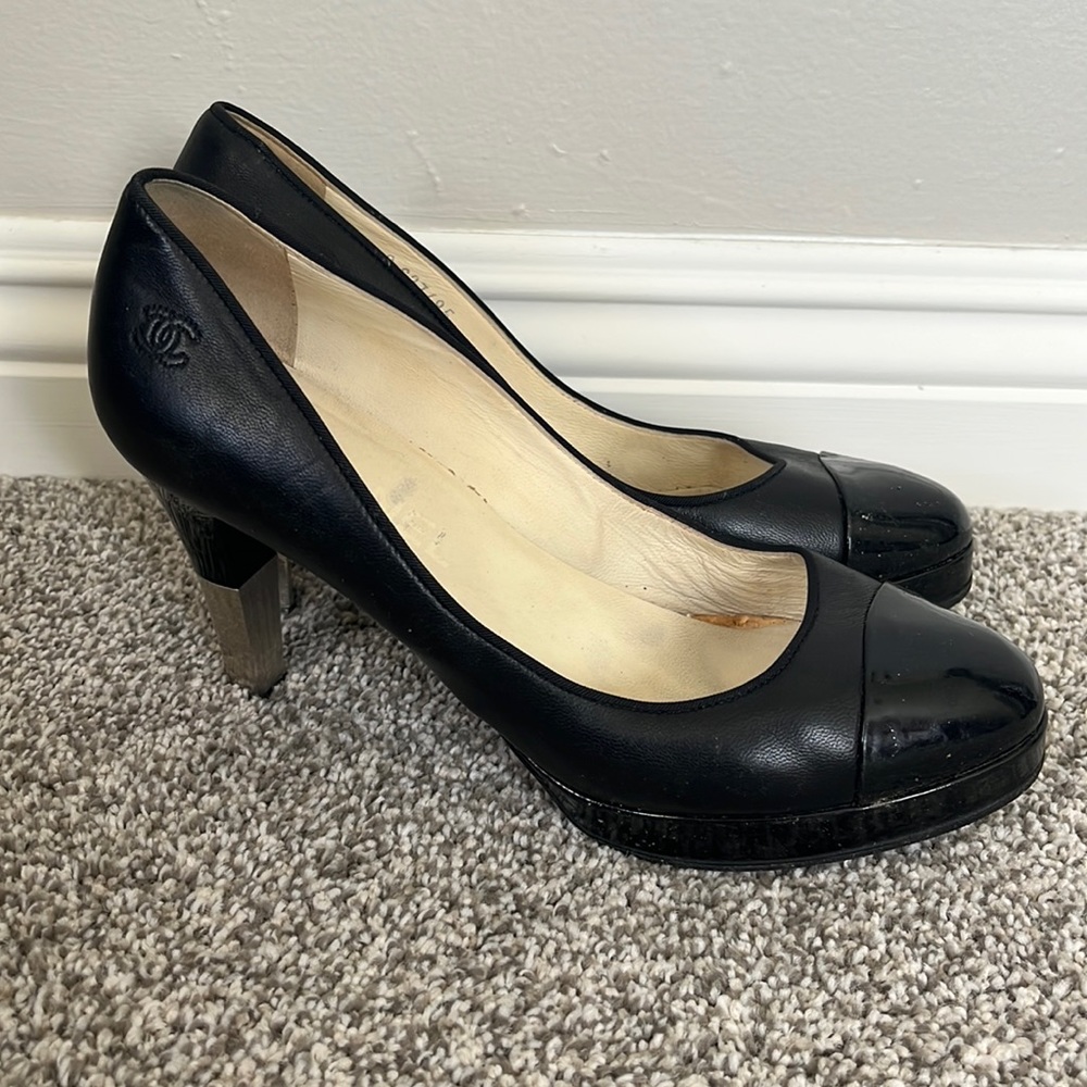 chanel open toe platform